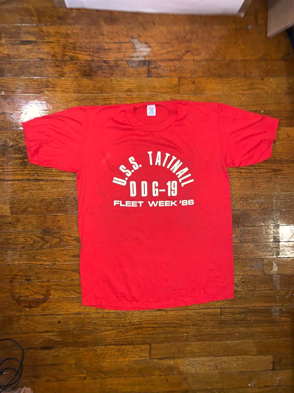 Vintage 1986 USS Tattnall DDG-19 Fleet Week Navy T Shirt Jerzees Large